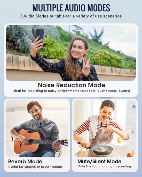 2-pak trådløse Lavalier clip-on mikrofoner til iPhone, Android, iPad - Til Vlog, Podcasting