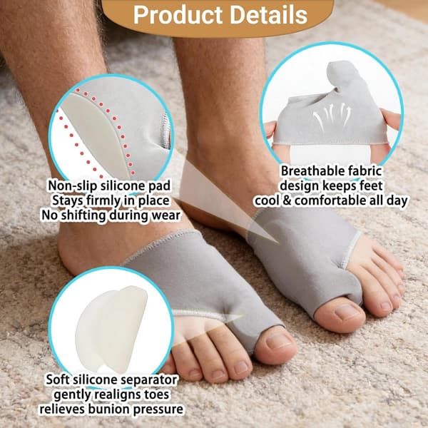 Unisex elastiske Hallux Valgus-sokker med bløde silikone tåskillere