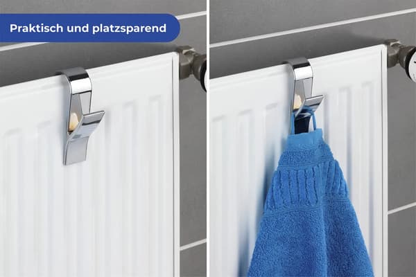 Runde radiator kroge, forkromet, sæt med 4