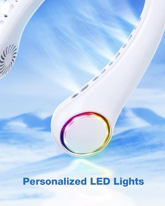 Halsventilator, 4000 mAh, bladløs, støjsvag, LED-lys, sort