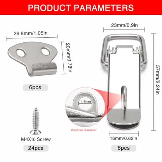 Fjäderbelastad vipplås - Med låshål - 72mm