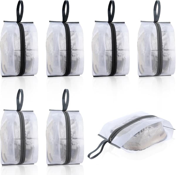 Skopåsar - Vattentäta reseskoväskor - 6-pack - 20x40 cm - Svart + Grå