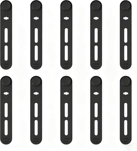 10 genanvendelige silikone kabelbindere - kabelorganisator (sort - 80 mm)