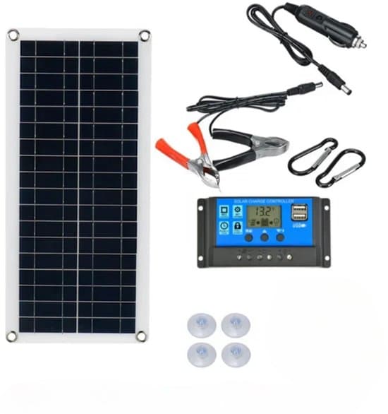 Bærbart Fleksibelt Solpanel 12V - 10-15 Watt - Inkluderer 60A Controller - Kompakt 43 x 20 cm Størrelse