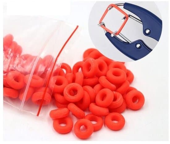 Fleksibel clips i rustfrit stål, 100 gummiringe, 21,5 cm, blå.