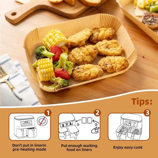 Airfryer bagepapir til dobbelt airfryer, 100 ark, 22x14 cm