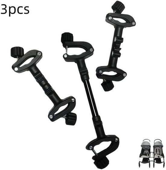 3-pack, dubbel barnvagn sid-vid-sid-koppling, tandem barnvagnskoppling, universell barnvagnskoppling, för två barnvagnar, 20 x 9 cm, svart