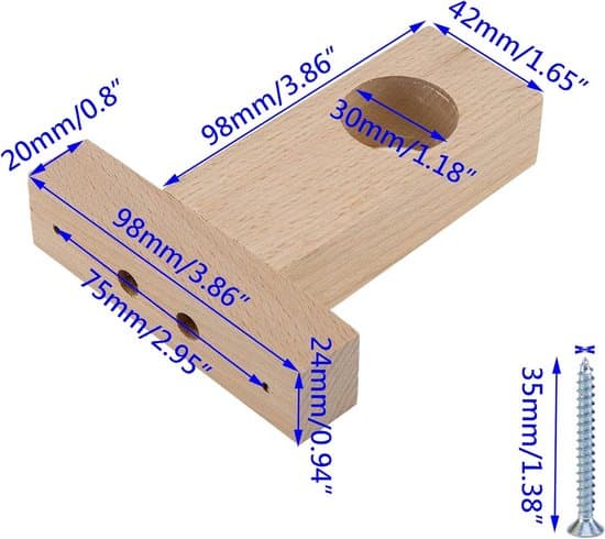 2-pack robusta gardinstångs- eller klädstångsfästen i trä (30 mm)