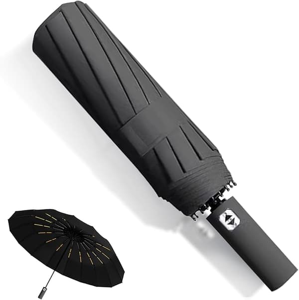 Automatisk foldbar parasol - Velegnet til både sol og regn - Sort
