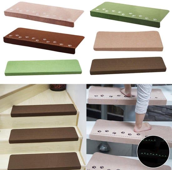3-pak fluorescerende selvlysende skridsikre trappemåtter - Beige