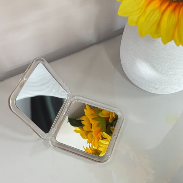 15X forstørrende mini foldbart firkantet makeupspejl - sort