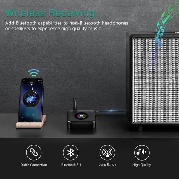 Bluetooth 5.1-mottagare, Bluetooth AUX/RCA-adapter, Bluetooth biladapter