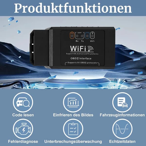 WiFi ELM327 V1.5 Bil Fejlkodelæser-OBDII Scanner til iOS Android Windows Realtidsdata