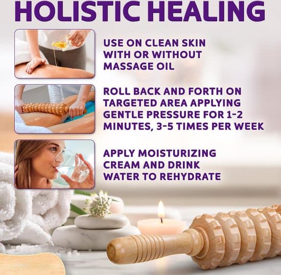 Buet træmassagevalse, anti-cellulite, helkropsmassager, lindrer træthed, lår/bindevæv.