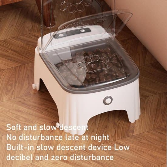 Automatisk kattmatskål - Timer - Sensor för öppningslock - Kattlåda - Kattmatdispenser - Grå