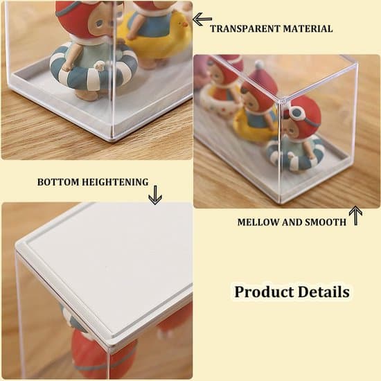 2-pack transparent akrylmonter för dockor/samlarobjekt, dammtät