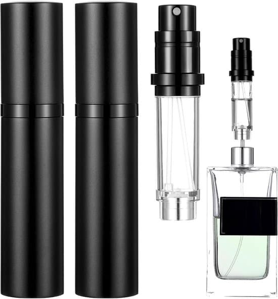 Påfyllningsbar Parfymatomizer, 5ml, 2-pack, Parfymatomizer, Påfyllningsbar Sprayflaska för Resor, Svart