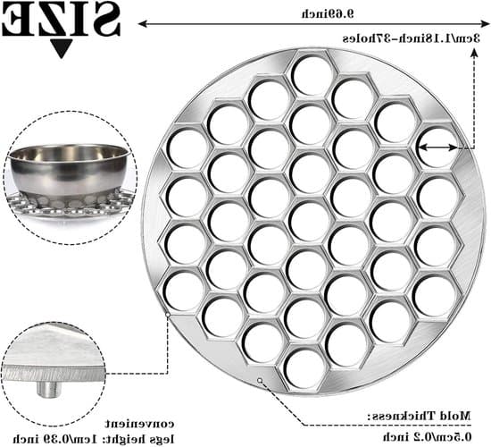 Dumpling Maker - Aluminiumslegering - 25 cm Diameter - 37 Huller - Hurtig og Nem Forberedelse - Perfekt Form - Dumpling Form