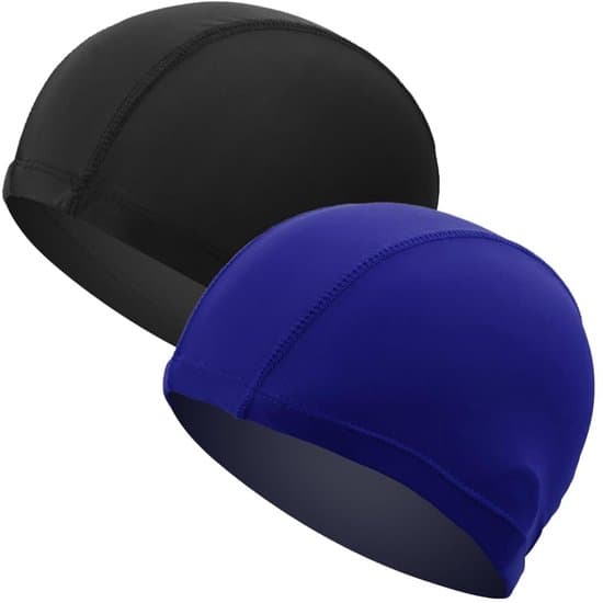 2-delt badehætte - unisex - UV-beskyttelse - sort og blå - nylon - til voksne og børn