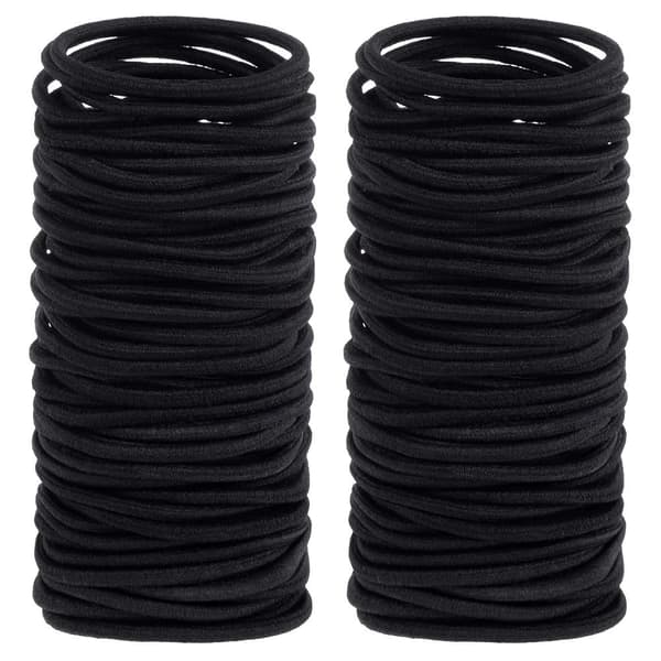 100 sorte elastiske hårelastikker/hårbånd (4mm)
