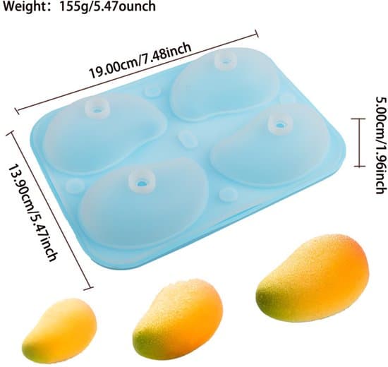 3D Mango Silikonformset - 4 Bakformar - 6 Minifunnlar