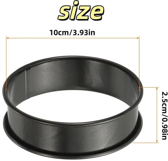 Sort 4-pak 10,2 cm non-stick æggemuffinsring i rustfrit stål