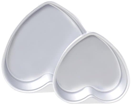 Hjerteformet kageform - til kager - 2-pak - aluminium - 5/6 tommer