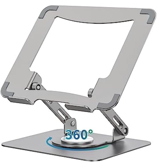 Justerbart laptopstativ med roterande bas - Metall - Silver