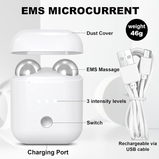 Mikrostrøm Ansigtsmassager - Anti-rynke - Hvid