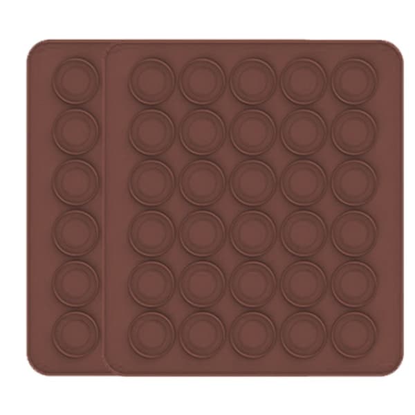 2 silikone bageunderlag, 30 huller, velegnet til makroner, silikoneforme, non-stick makronforme