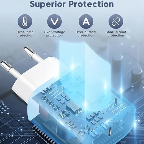25W USB-C Hurtigoplader, Strømadapter, USB-C Oplader, Hvid