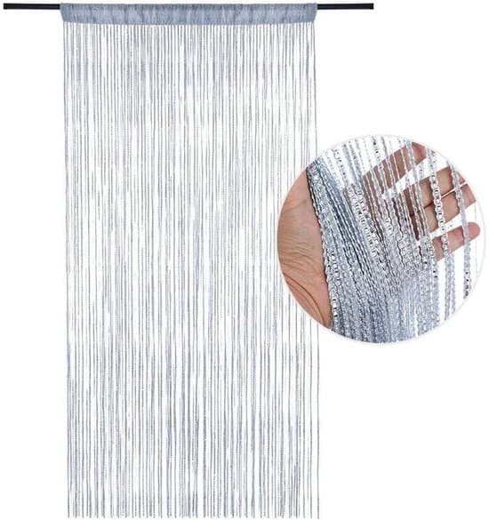 Flugsäker dörrgardin/myggnät -silvervit -100 x 200 cm