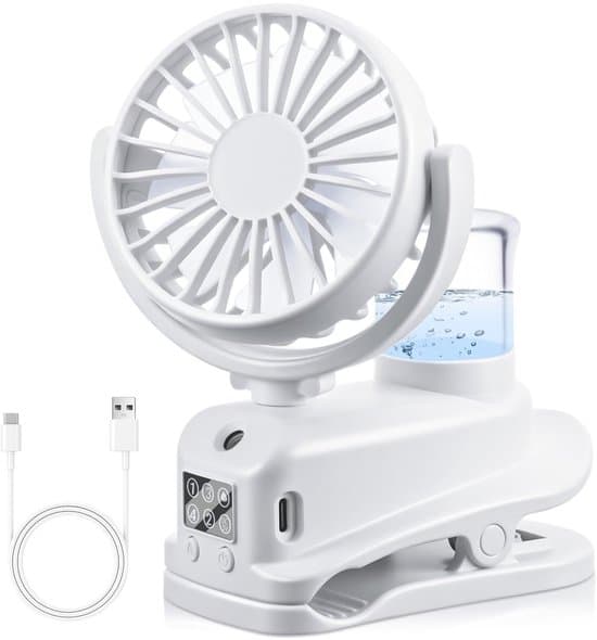 - Bordventilator med klips og 4 hastigheder, USB genopladelig