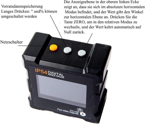 Magnetisk digital inklinometer med LCD-display, vattentät, 4 magneter, inklinometer