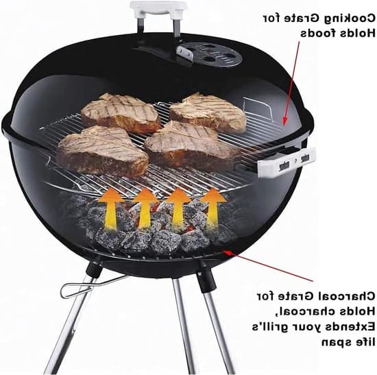1-stykke - BBQ Grill - 34cm - Rustfrit Stål - Passer til 47cm Kulgrill