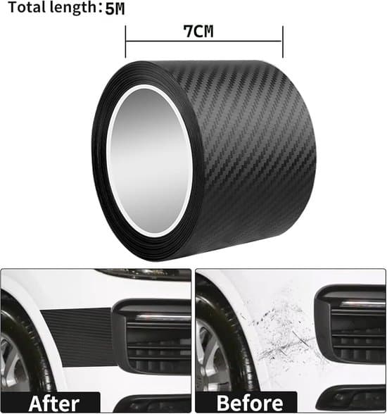 Tröskelskydd 3 delar – 5D kolfiber, 7cm×3m, universal