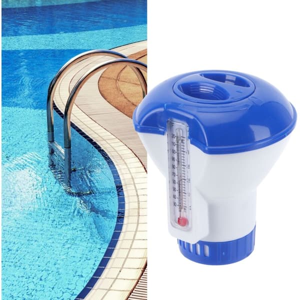 Flydende kemikaliedispenser til pool med klortermometer