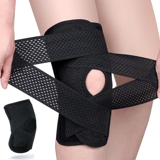 Sort L Professionel Kompressionsknæstøtte med Lateral Stabilisator