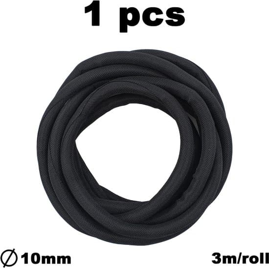 Kabelbeskyttelsesmuffe - Fleksibel rør - Kabelstyring - Selvlukningsdesign - 3 meter - Sort