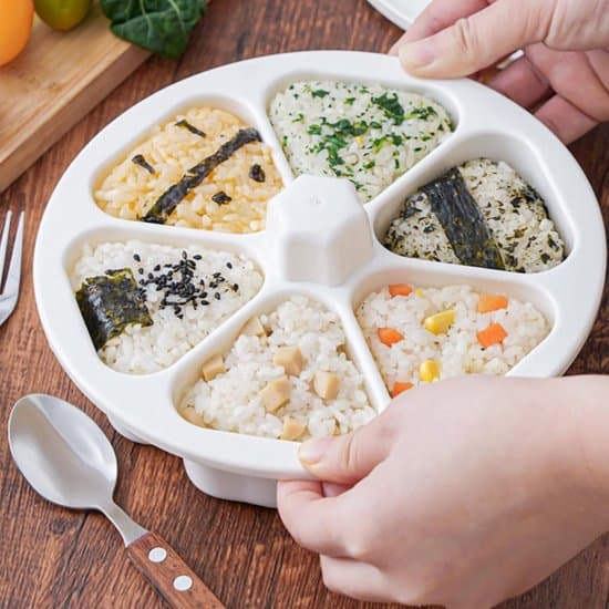 6-facks non-stick triangulär risbolls- och sushiformsats