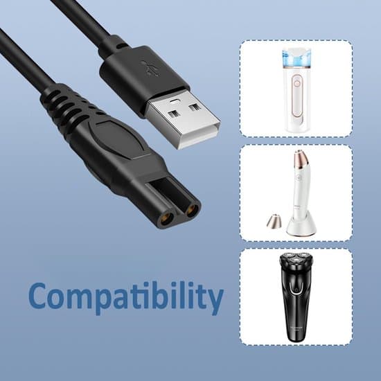 1m universelt USB-opladerkabel - til hårklippere/barbermaskiner
