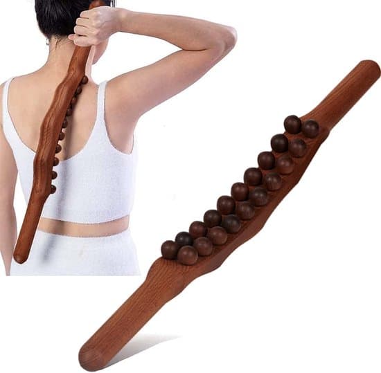 20-perle træhåndlavet muskelmassagerulle/Gua Sha-stav