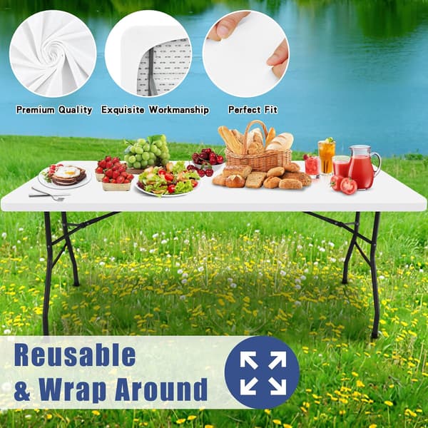 6-fots stretchduk, elastisk rektangulär duk, 2-pack, för picknick, utomhusaktiviteter och fester, maskintvättbar, stretch...