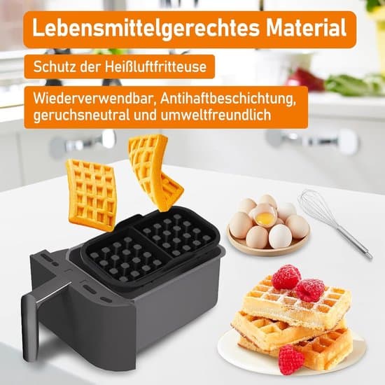 2 vaffelbageforme - Til Philips 3000-serien (6L/3L) og Tefal EY9018 Airfryer - Grå
