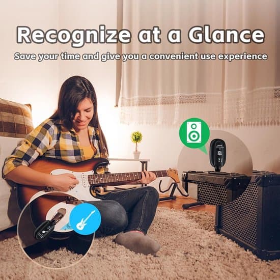 Trådløs guitar-sender, tilbehør til musikinstrumenter, egnet til guitar, bas, violin og keyboard - Sort