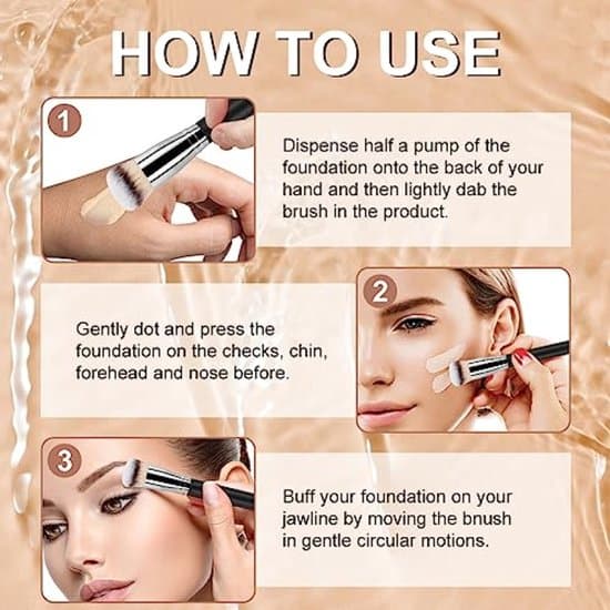 Sæt med 3 professionelle makeupbørster til flydende kosmetik