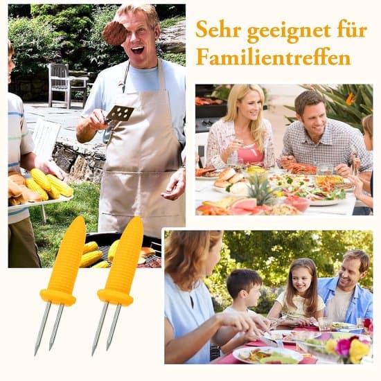 10-dele majsgrill/gaffelsæt i rustfrit stål - dobbelthovedet
