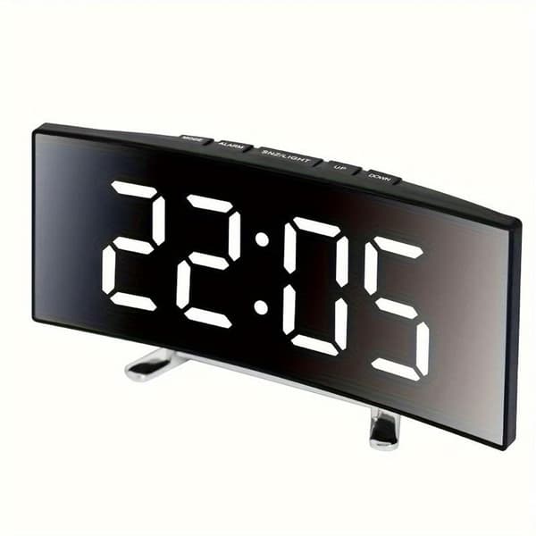 LED väckarklocka, digital väckarklocka, termometer, snooze-funktion, bordsklocka - vit
