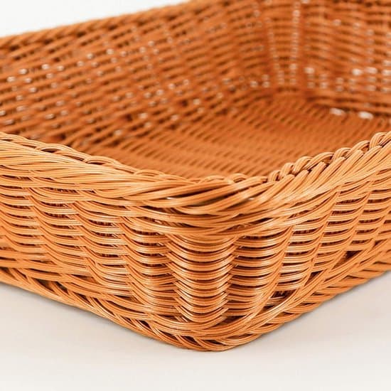 Flätad brödkorg för servering, picknick och förvaring - Bricka för mat, frukt och grönsaker - Rektangulär 30cm×20cm