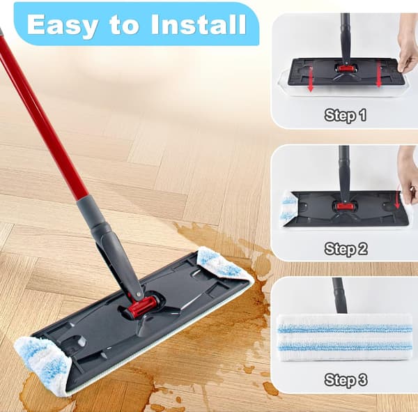6-pak maskinvaskbart O-Cedar H2pro mikrofiber moppehoved udskiftningssæt